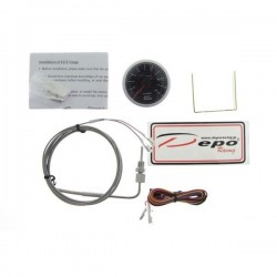 Depo Racing skaitmeninis 52mm išmetimo temperatūros daviklis juoda skalė ir permatomas stiklas